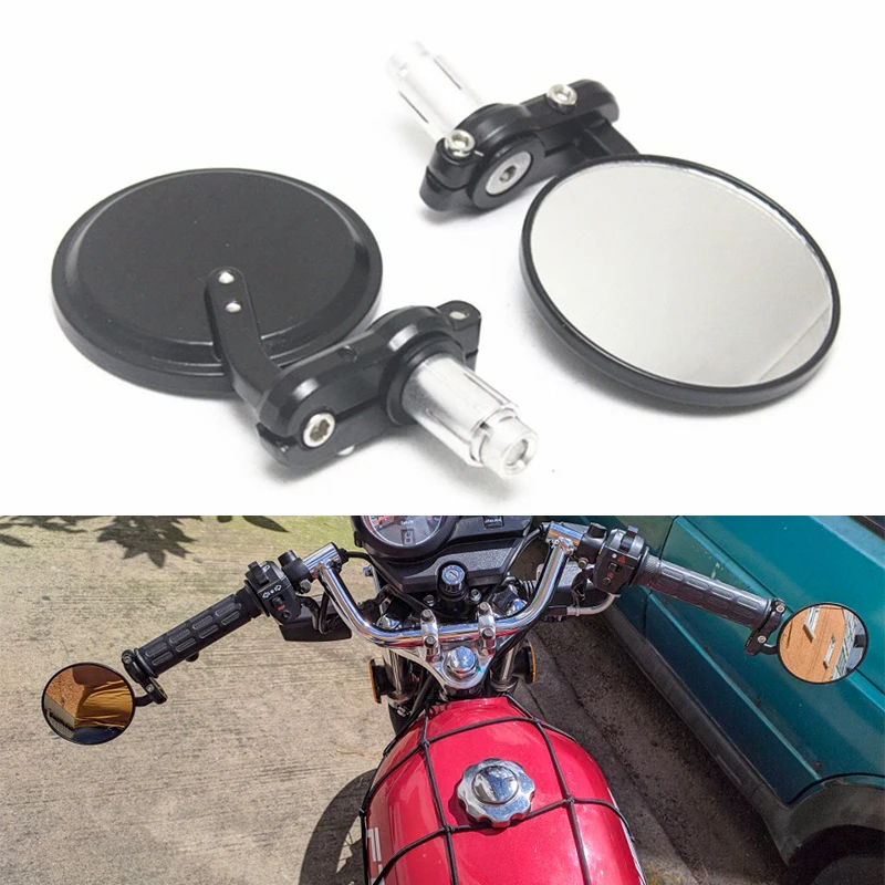 Мотоциклетное зеркало заднего вида 22 мм 7/8 дюйма для Harley Honda Suzuki Yamaha|Накладки и