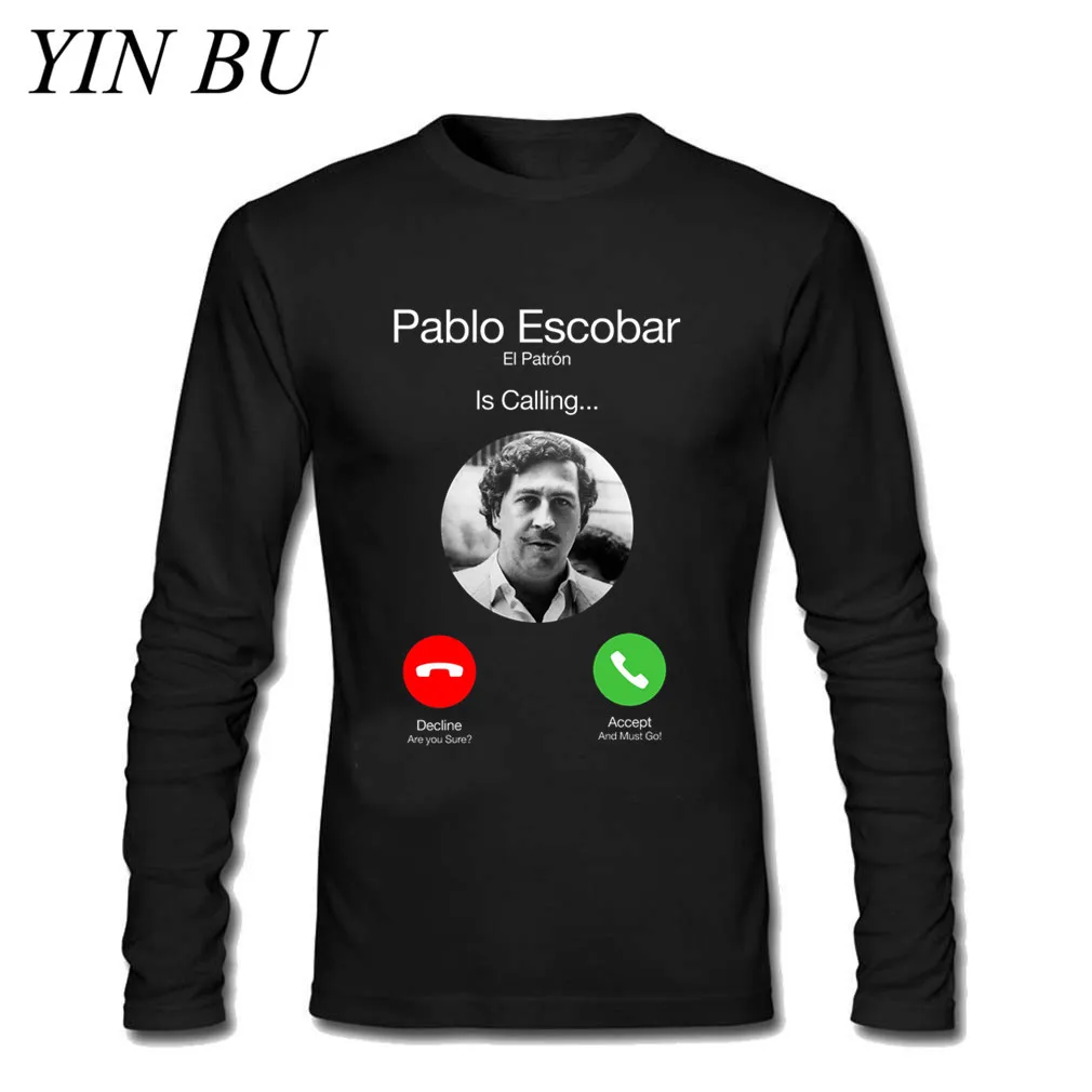 Pablo Escobar/мужские футболки с длинными рукавами футболка Круглый Мужской воротник