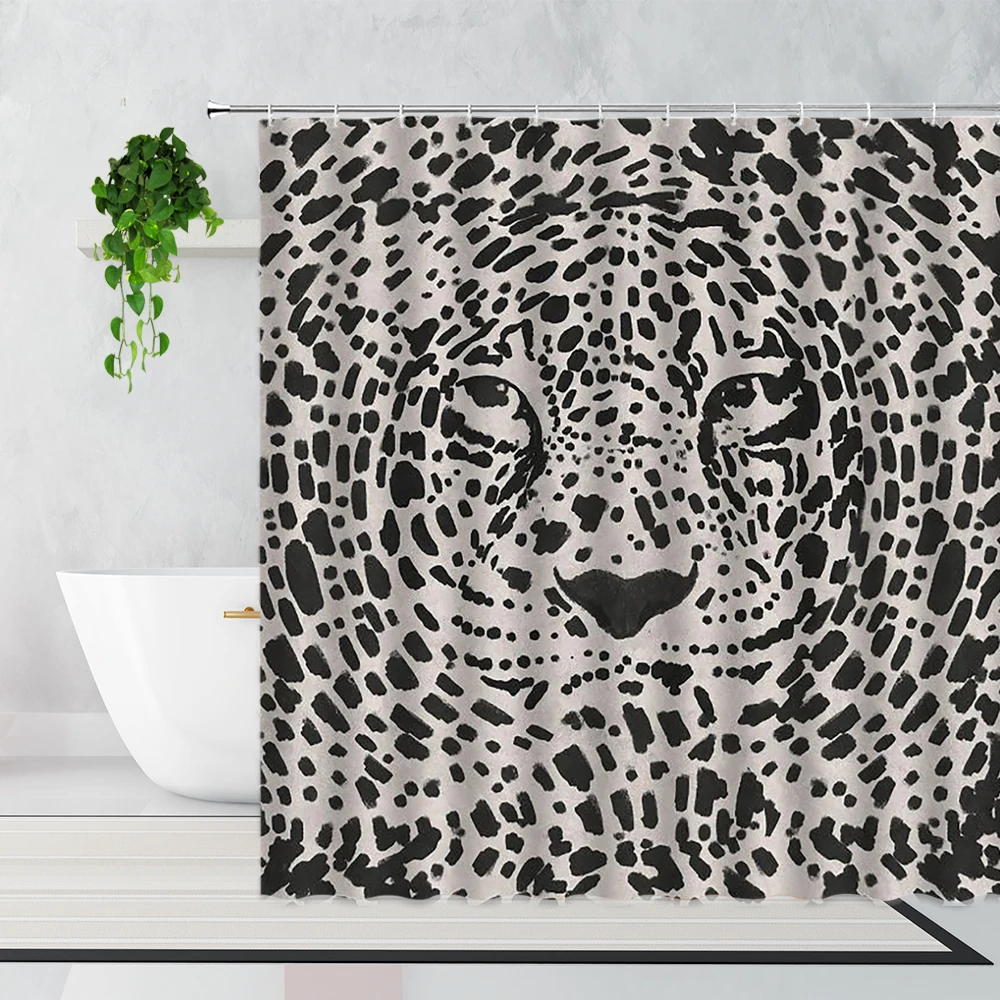 

Серые леопардовые 3d-занавески для душа, современный модный набор для домашнего декора в полоску, водонепроницаемые занавески для ванной с к...