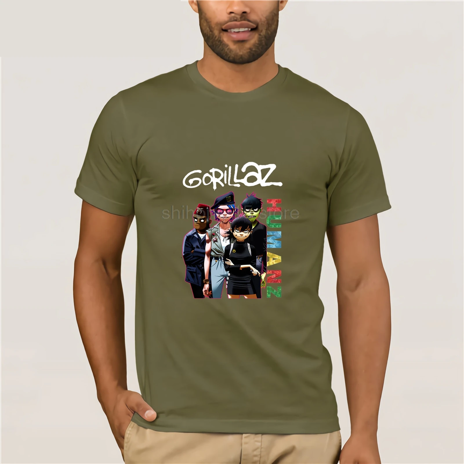 Gorillaz футболка в стиле хип-хоп стильная homme рок-группа chaknoonoodle mrdoc Russel Camiseta | Мужская