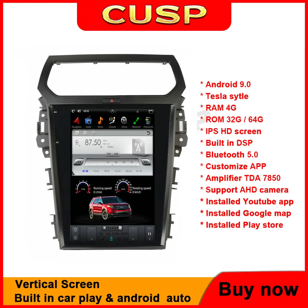 

Автомобильный мультимедийный проигрыватель для Ford Explorer 2011 + Android, экран в стиле tesla, аудио, радио, обновление стерео, px6, Авторадио, GPS, головное...