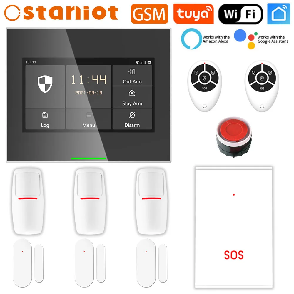

Staniot Tuya Wireless WiFi GSM Burglar Security Alarm System Kits for Home&Store with Newest UI Interface Support IOS & Android
