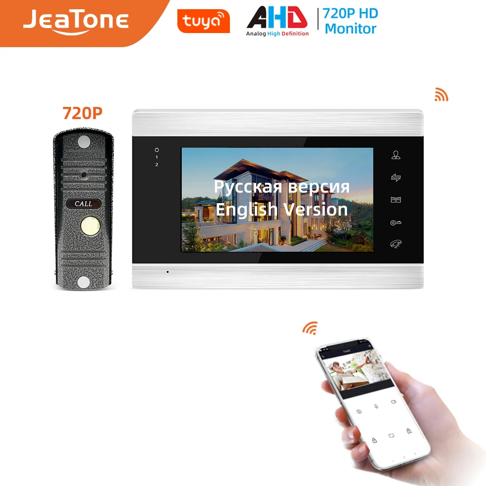 Jeatone 720P 7 ''WiFi смарт IP видео домофон система с водонепроницаемым AHD дверной