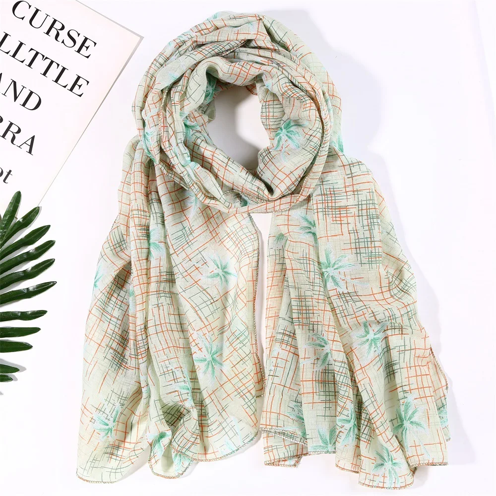 2020 New Coconut Tree Print Scarves Shawls Long Soft Viscose Silver Foil Wrap Scarf Hijab 7 Color Free Shipping |