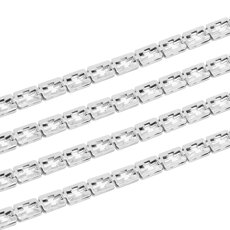 Цепочки из нержавеющей стали с серебряными звеньями ажурные плетения ручной