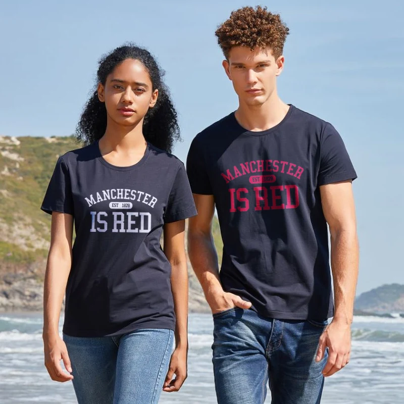 

New United Kingdom Is Red Letter Print T Shirt Men's Cotton O-Neck Manchester Tee Shirt Camisa Masculina Tops Oversized T-Shirt