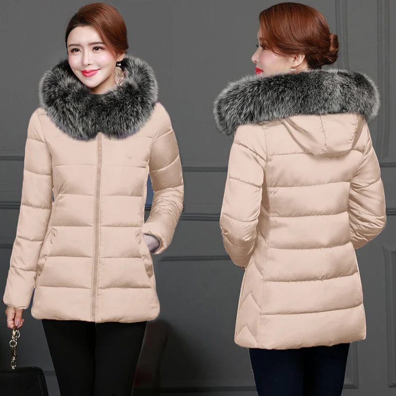 Женская куртка-пуховик с капюшоном зимняя куртка со съемным теплая парка большие