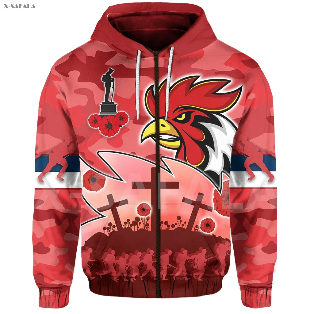 

Rooster Australia Naidoc Week 3D Printed Hoodie Man Women Harajuku Outwear Zipper Pullover Sweatshirt Casual Jacket L33