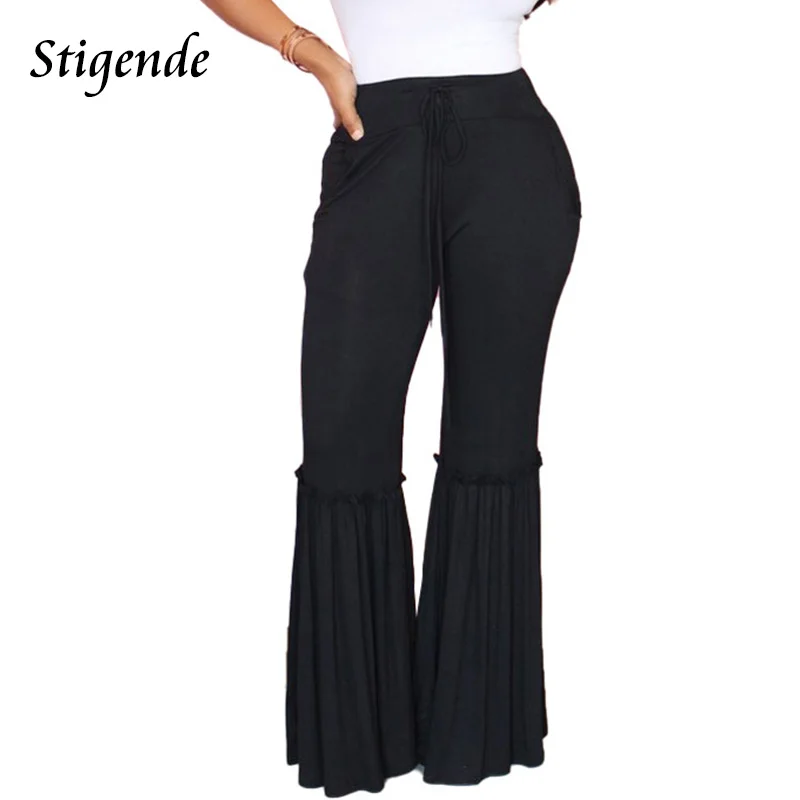 Женские широкие брюки клеш с рюшами свободного покроя|Брюки| |