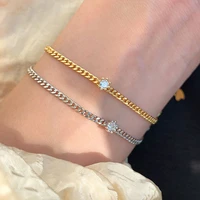 fashion simple cubic zircon women jewelry gift female trendy 925 sterling silver link chain bracelet bijoux