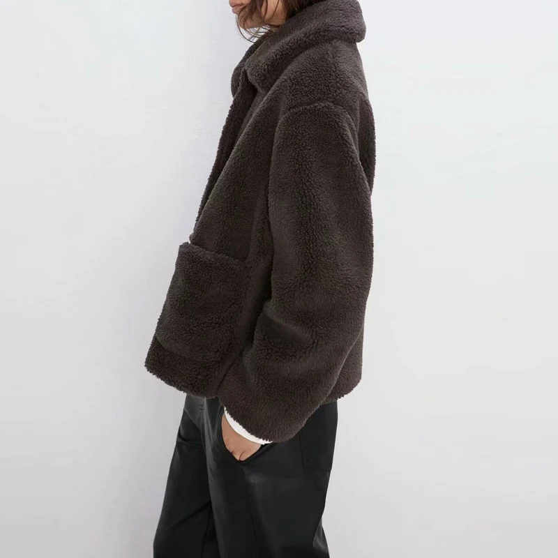 Осенне зимняя винтажная Толстая теплая плюшевая куртка пальто женские модные