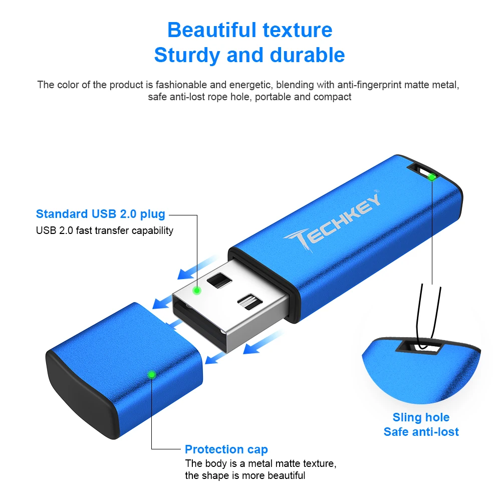 Новинка TECHKEY флеш накопитель 32 Гб 64 цветной реальная емкость USB 16 8 г Cel usb флешка