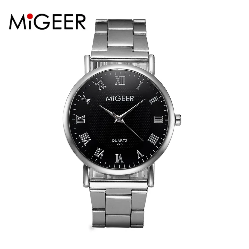 MIGEER Men Watches Brand Luxury Man Women Crystal Watch Stainless Steel Analog Quartz Wrist Watch Gift Relogio Masculino