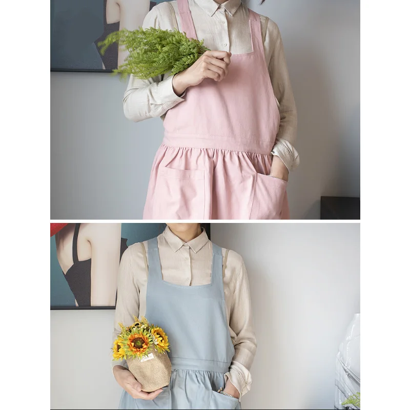 

Pure Cotton Apron, florist, painting, milk tea shop, coffee shop, art work clothes, custom logo printing