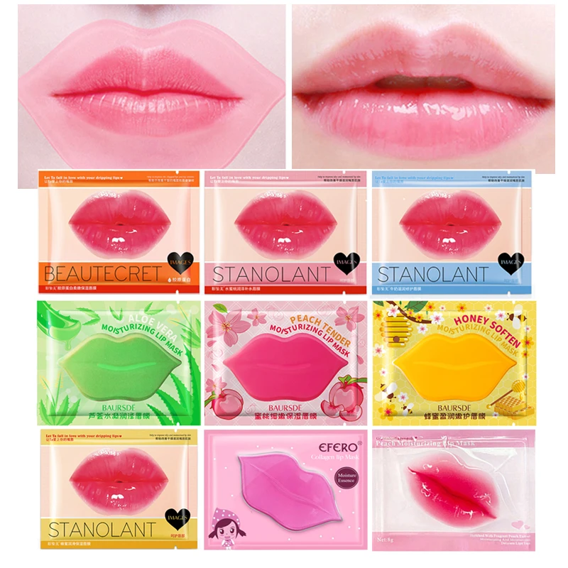 

50Packs Crystal Collagen Lip Mask Pads Anti Ageing Whitening Lips Patch Pad Gel Moisturizing Essence Lips Care Enhancer Plumper