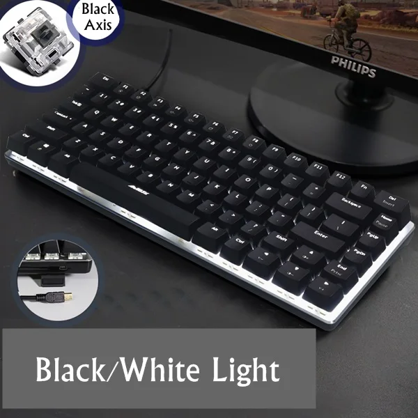 Option 14 Ajazz AK33 82 клавишная панель из сплава USB Проводная Подсветка Механическая игровая клавиатура синяя/черная ось со съемным кабелем - Цвет: Option 14