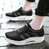 womens vulcanize shoes flat platform shake shoes female sock casual shoes air cushion sneakers elastic lace up heighten shoes