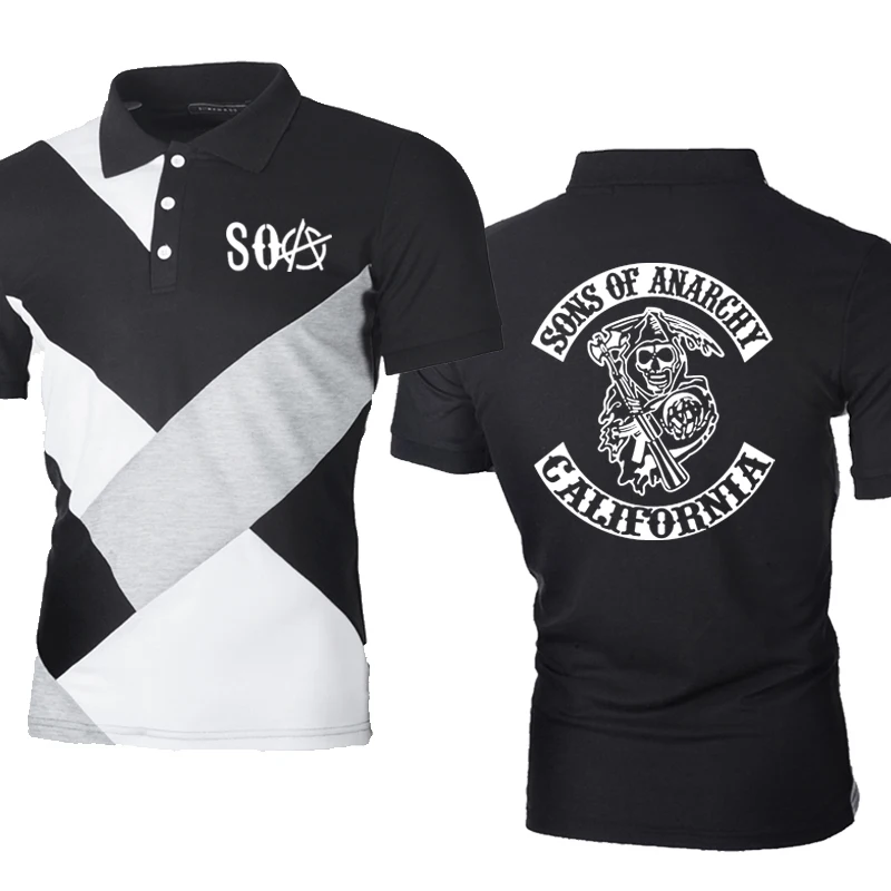 Мужская футболка с коротким рукавом мужская SOA Сыны Анархии изображением черепа
