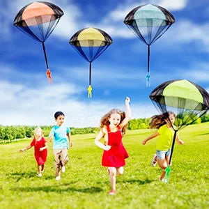 kids hand throwing parachute toy for childrens educational parachute with figure soldier outdoor fun sports play game kids game free global shipping