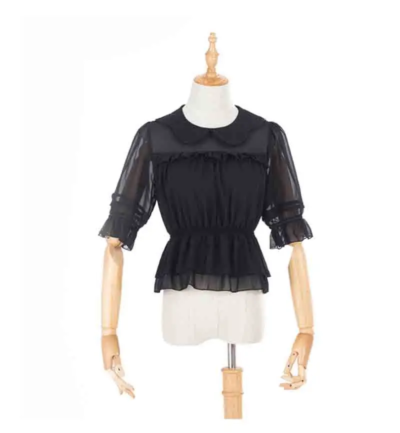 

Sweet Lolita Short-Sleeve Shirts For Girls Summer White Black Pink Shirts Top Students Shirts Lolita Top For Girls Lady