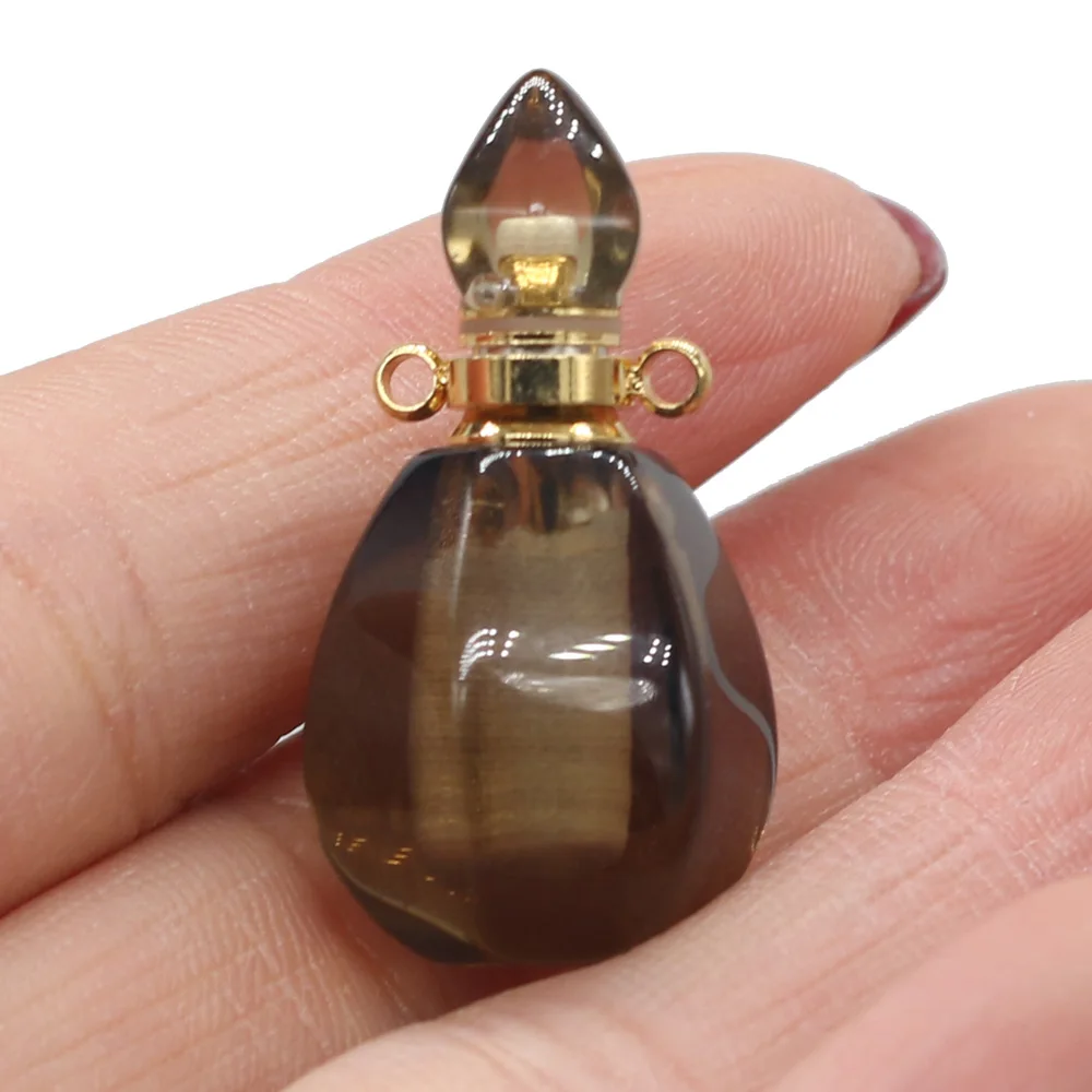 

Natural Stone Gem Pumpkin Shape Perfume Bottle Pendant Handmade Crafts DIY Necklace Jewelry Accessories Gift Making 28x35mm