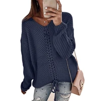 womens sweaters autumn and winter new style sweaters european and american womens thick line v neck pullovers for women