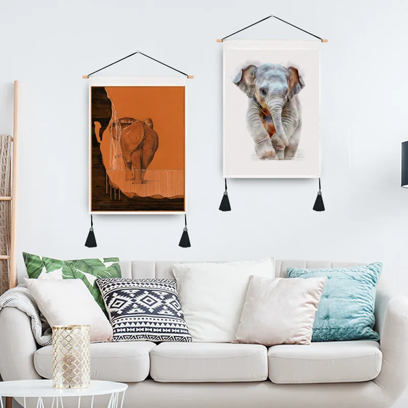 Современная Художественная живопись Красочный Слон холст печать подвесная