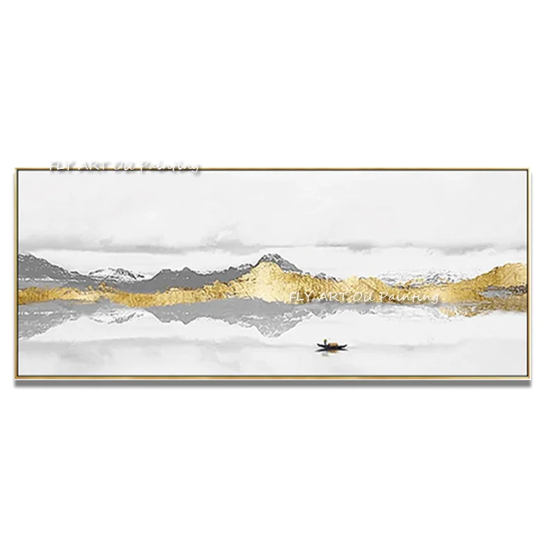 złotej folii Góra czysty ręcznie malowany obraz olejny duży rozmiar sypialnia salon sofa tło udekoruj wiszący na ścianie
