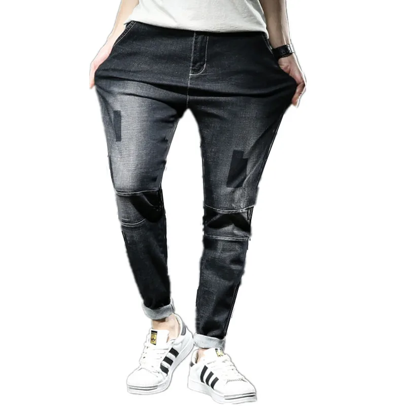 Stretch jeans men pants streetwear big waist plus size 44 46 hip hop loose new fashion