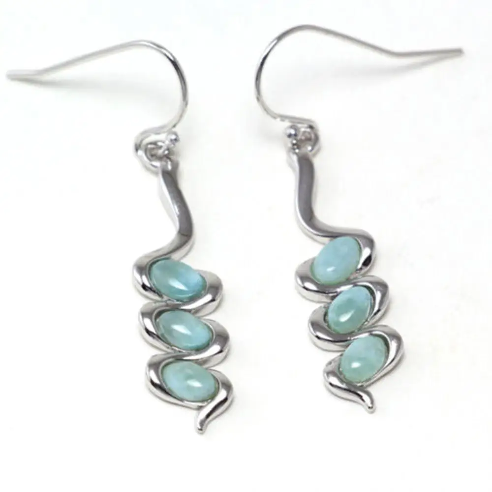 Длинные висячие серьги с волнистым камнем свисающие в виде лиримара из