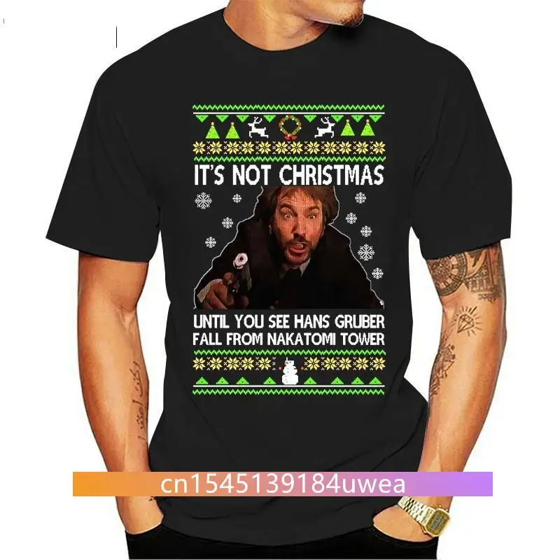 

TSDFC It's Not Christmas Until You See Hans Gruber Fall from Nakatomi Tower Shirt Black unisex men women t shirt