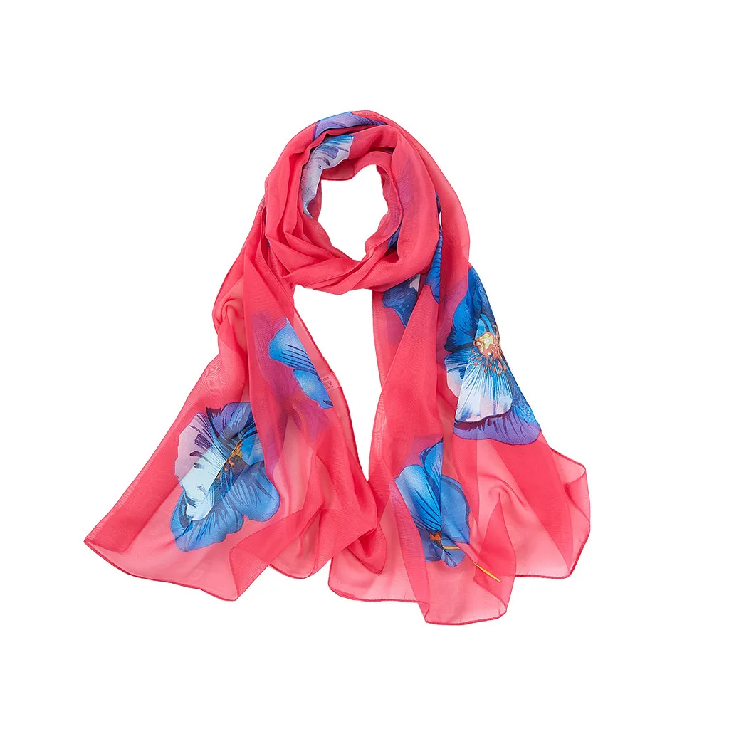 Шифоновый Длинный мягкий шарф-шаль с принтом для женщин женский длинный Пляжный