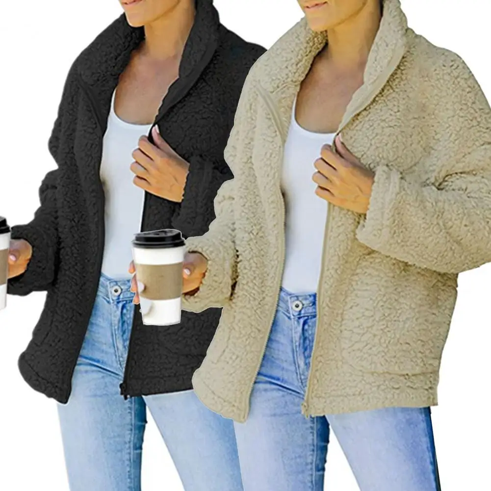 2021 Winter Fleece Sweatershirt Sherpa Oversized Long Fluffy Autumn Warm Wear Female Hoodies Overcoat | Женская одежда