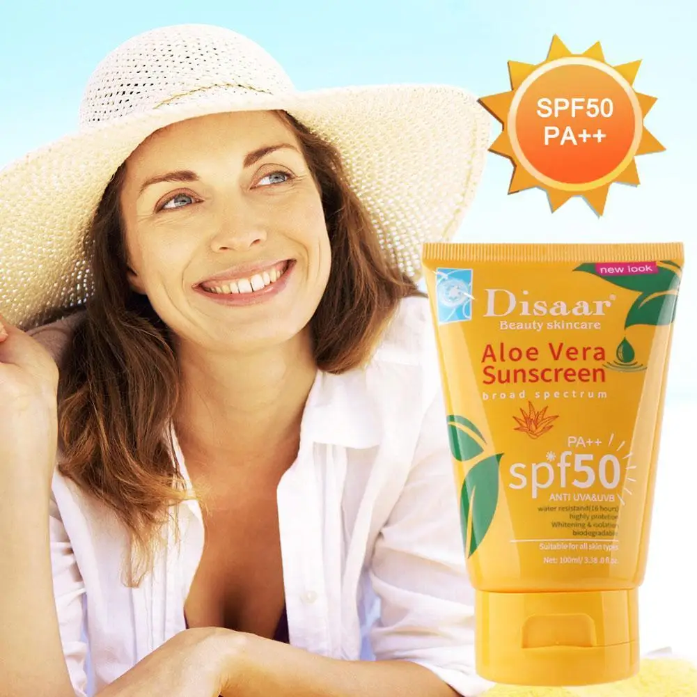 

Aloe Vera Sunscreen Moisturizing Refreshing Sunblock Waterproof Prevent Sunburn Isolation Primer SPF50