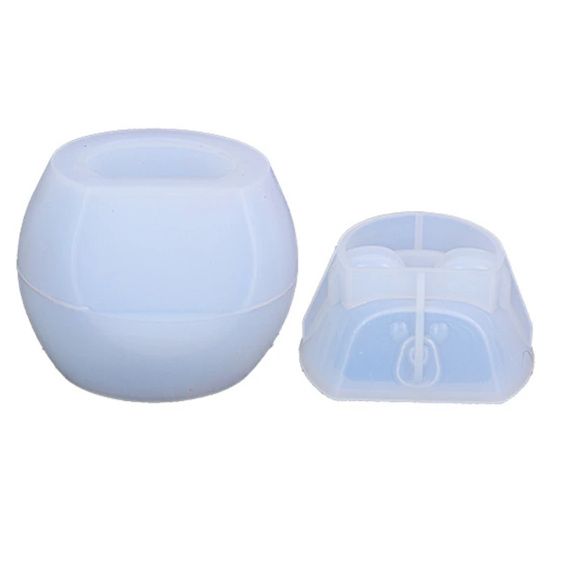 

D0LC DIY Epoxy Crystal Little Bear Shape Storage Box Mold Silicone Resin Organizer Mold for DIY Desktop Craft Jewelry Storage