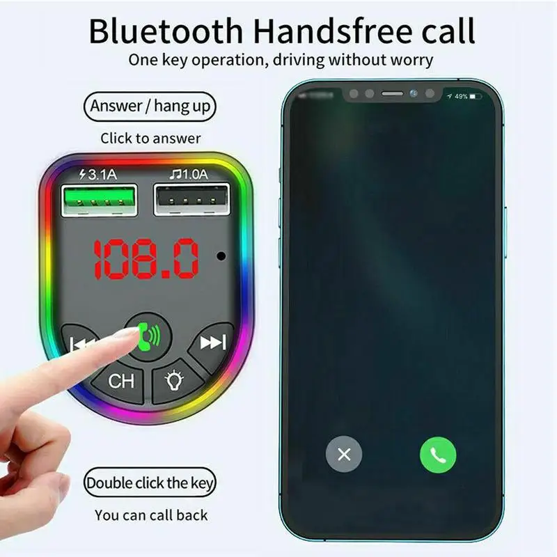 

Bluetooth 5.0 FM Transmitter Car Kit MP3 Modulator Player Wireless Handsfree Audio Receiver 3.1A Dual USB Fast Auto Charger 2021