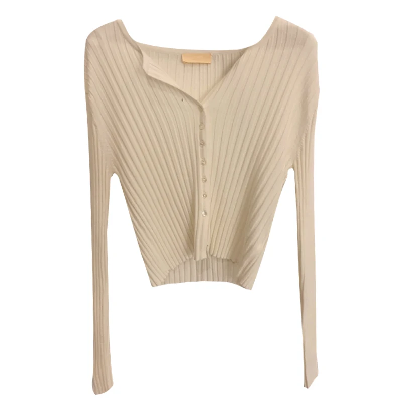 Весенний новый свитер в полоску с V-образным вырезом и длинным рукавом женский