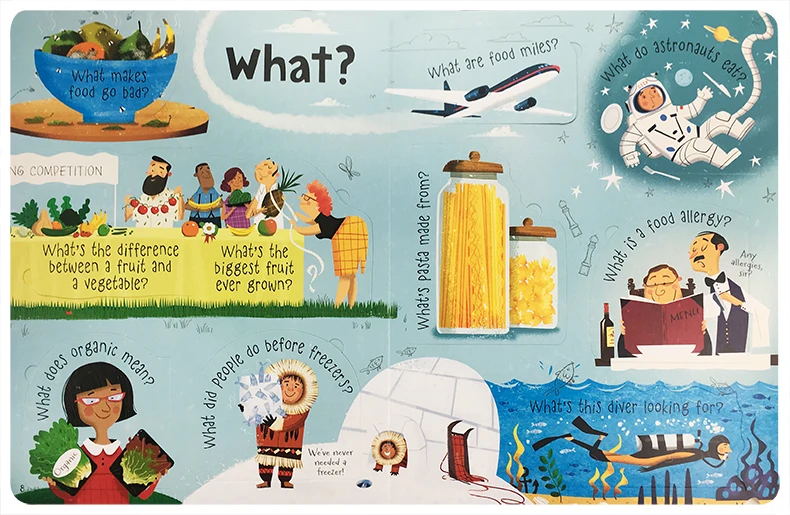 

Original Education Books Lift-the-Flap Questions and Answers about Food Usborne Colouring English Activity Story Picture Book