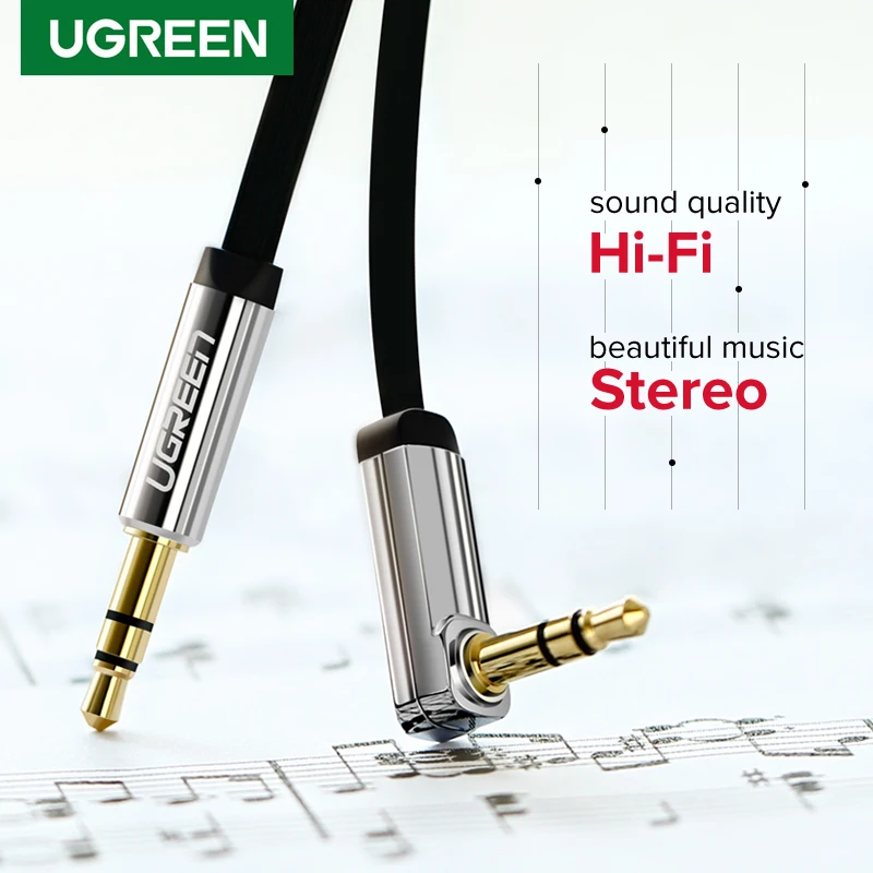 Аудиокабель Ugreen 3 5 мм Aux Hi Fi стерео штекер 90 градусов разъем кабель для колонок JBL