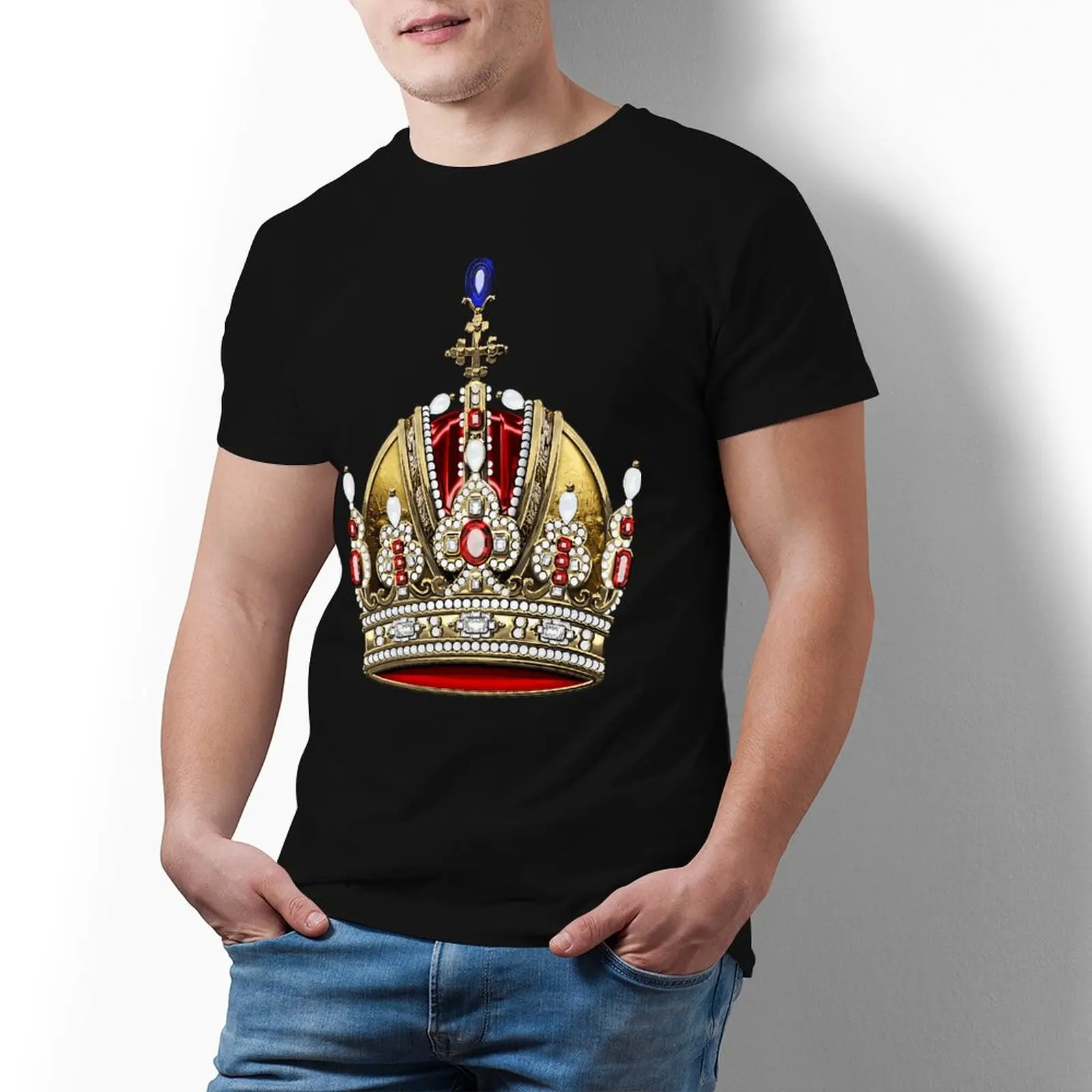 

Футболка мужская с принтом короны, 100 хлопок, 5xl