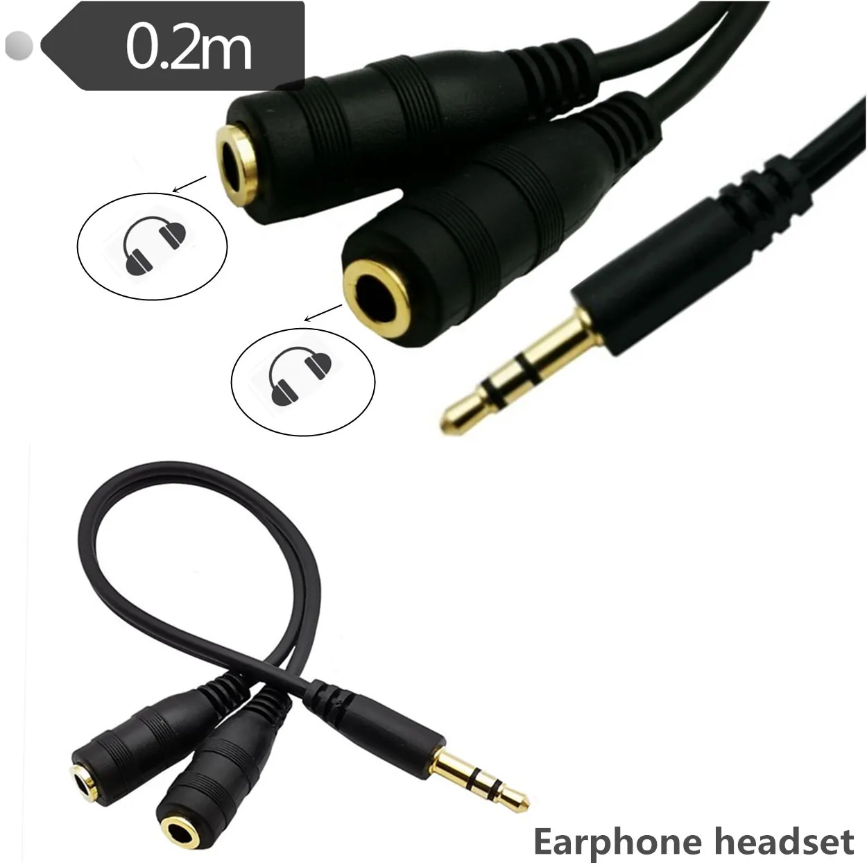 Позолоченные DC3.5 штекер-гнездо для наушников один-два аудио кабель штекер