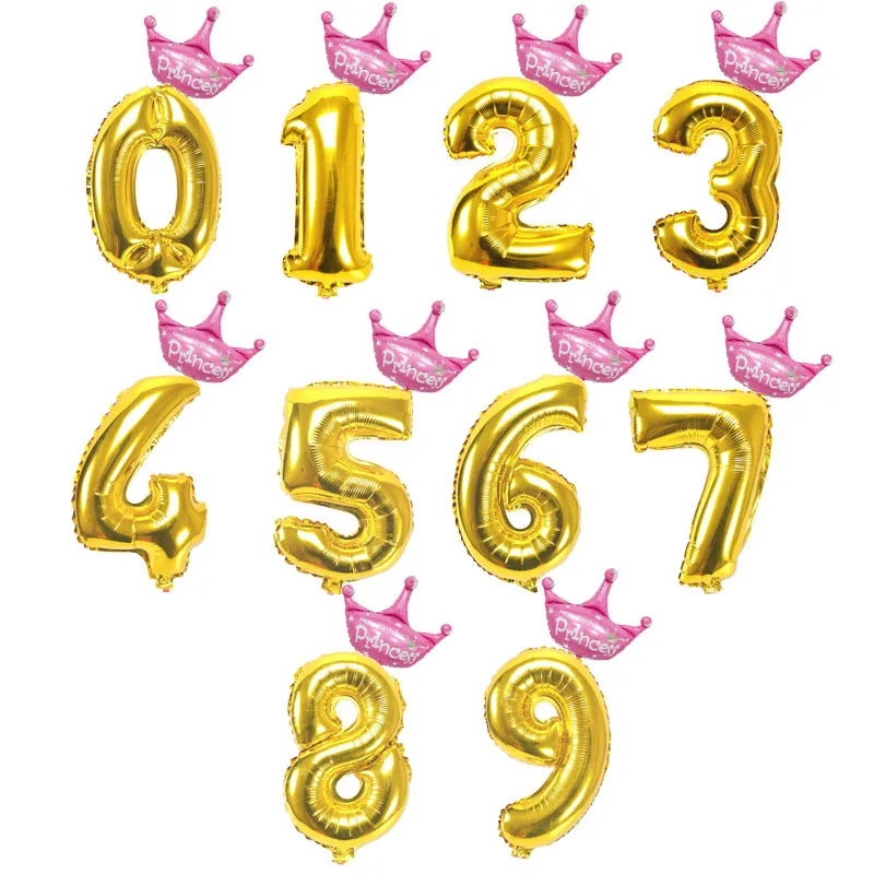 gold crown pink Золотые, серебряные короны, воздушные цифры, фольга, номер, воздушный шарик, цифра, надувные, на день рождения, вечерние украшения, для детей, для душа, Globos 32" - Цвет: gold crown pink