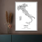Карта Италии, печатная карта страны, плакат, canvascanworld CityMap, черная белая карта, картина, искусство, холст, живопись