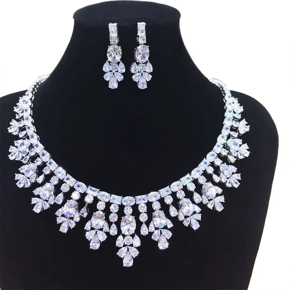 

GODKI Trendy Luxury 2PCS Tassels Drop Statement Jewelry Set For Women Wedding Full Cubic Zircon Dubai Bridal jewelry Set 2019