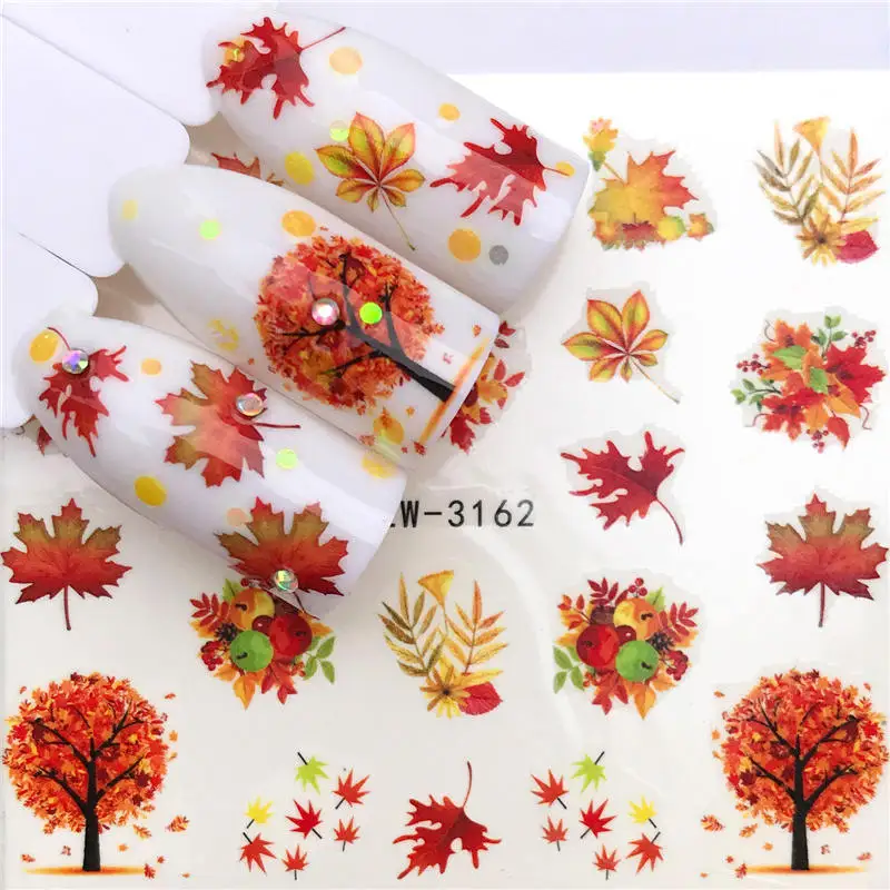 

1 Sheet Maple / Feather / Flower Water Transfer Nail Sticker Decals Beauty Decoration Designs DIY Color Tattoo Tip