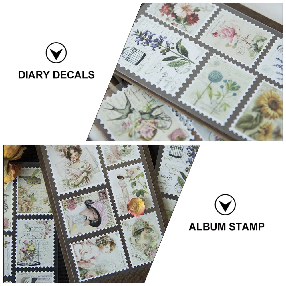

Sheets Vintage Stamp Retro Sticker DIY Photo Decor Photo Album Decor
