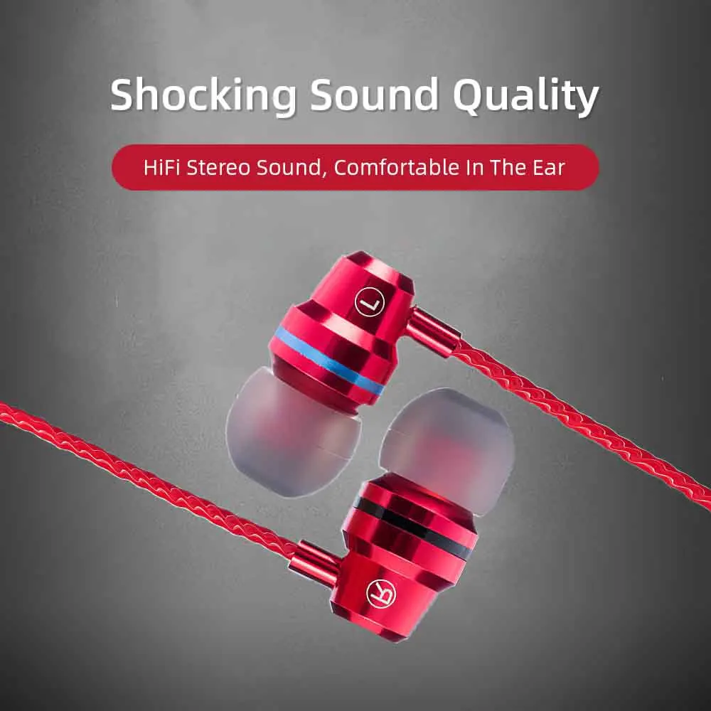 Сабвуфер проводные наушники 3 5 мм металлические спортивные игровые гарнитуры в