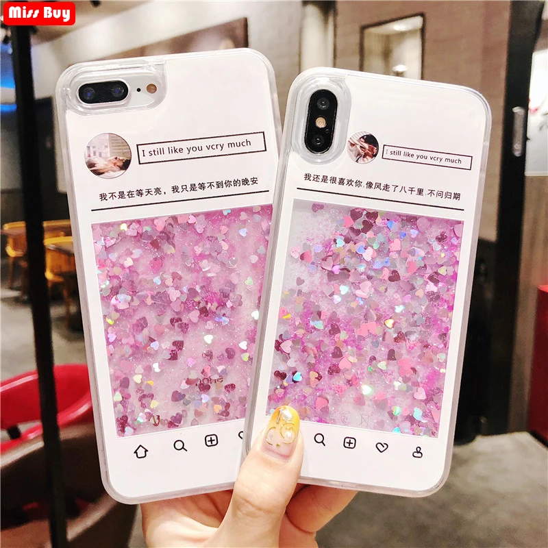Luxury Glitter Liquid Sand Quicksand Star Case For iPhone Xr XS Max dialogue Capa Fundas 7 8 6 6s Plus X Coque |