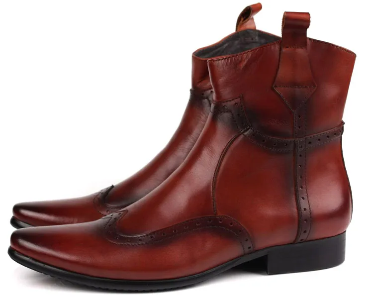 Европейские размеры 45 модные мотоботы черного/коричневого цвета с острым носком