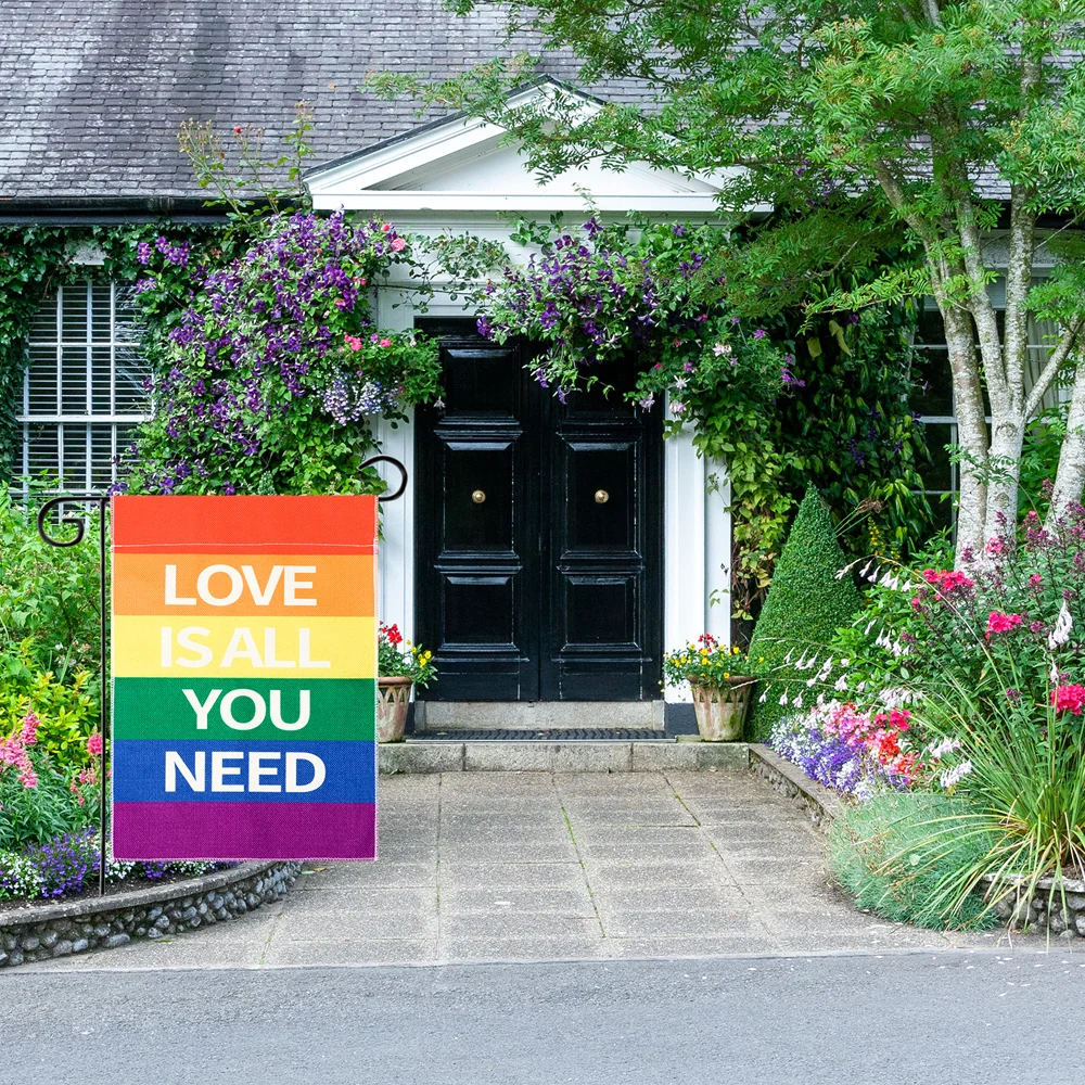 Радужный Садовый флаг для гомосексуалистов двусторонний льняной вертикальный